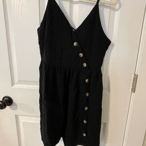 Elegant Black Button-Down Mini Dress